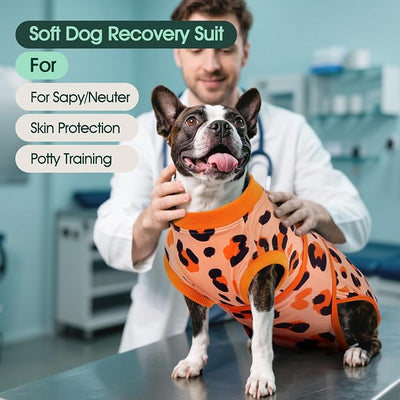 Kuoser Dog Recovery Suit for Dogs After Surgery,Professional Surgical Onesie for Female Male Dogs Spay Neuter,Soft Dog Surgery Suit Bodysuit for Abdominal Wounds Skin Disease,Orange XS