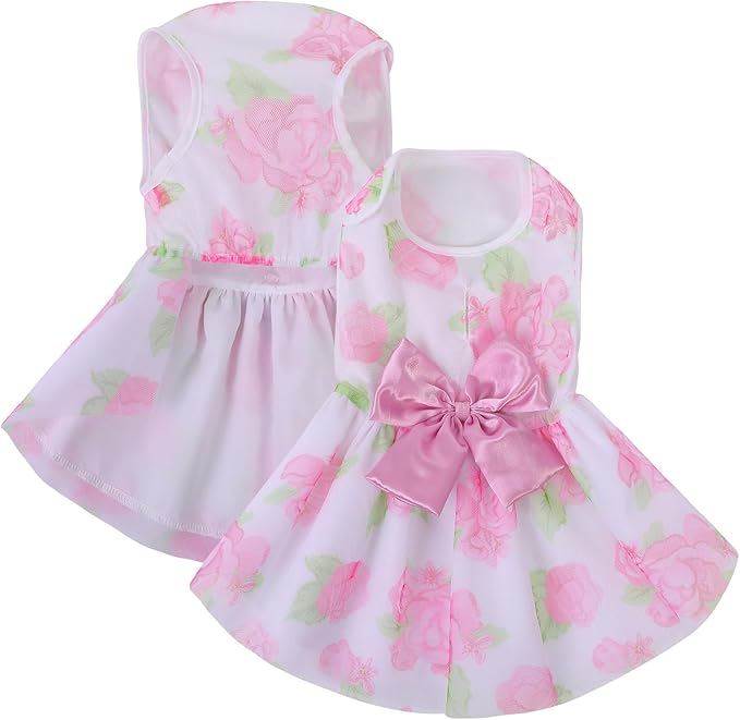 ASENKU Dog Dress Pet Wedding Dress Princess Lace Puppy Birthday Party Outfit Formal Apparel Girl for Small Medium Dogs Cats (XL, Rose)