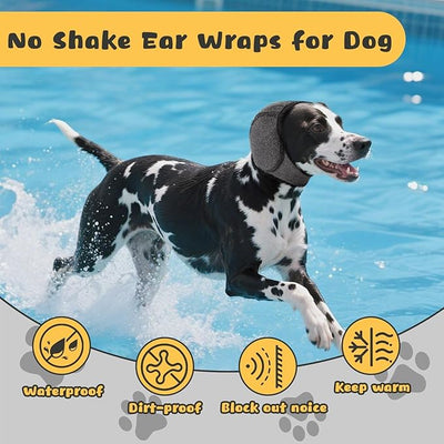 Dog Ears Cover, Dog Ear Muffs Noise Protection, Adjustable No Shake Ear Wrap Comfortable Quiet Dogs Calming Hood Blow Drying Headband Wraps (Grey, Large(Head Circle: 18"-24"))