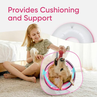 Supet Raised Inflatable Dog Cone After Surgery - Adjustable Recovery Donut Collar with Removable Shield to Stop Licking Wounds & Protect Stitches - Soft Dog Cone Alternative for Small Dogs (Pink,S)