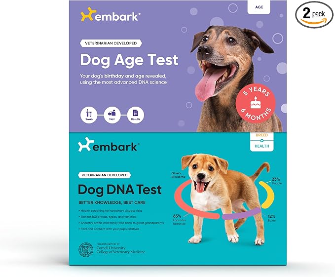 Embark Breed + Health Dog DNA Test & Dog Age Test Bundle - Discover Breed, Ancestry, Relatives, Genetic Health, Traits, and Birthday