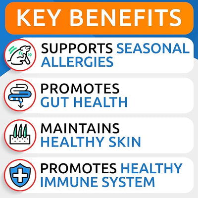 BARK&SPARK Dog Allergy Relief Soft Chews for Skin Health & Seasonal Allergies - Anti-Itch Supplement w/Omega-3, Quercetin & Bromelain Immune Treats for Dry Skin & Hot Spots - Chicken - 120ct