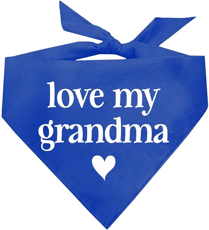 Love My Grandma Mother's Day, Valentine's Day Dog Bandana (Royal, XS 399)
