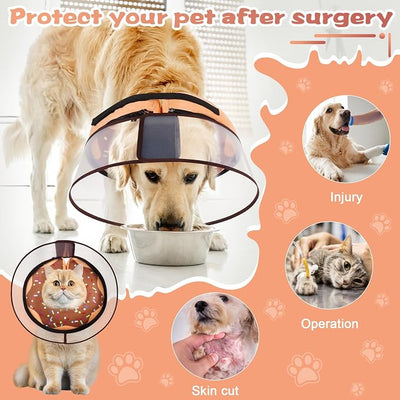 Inflatable Dog Cone Collar with Detachable Enhanced Anti-Licking Shield, Soft Neck Donut Collar for Dogs After Surgery, Adjustable Dog Cone Alternative for Large Medium Small Dogs & Cats
