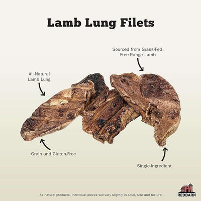 Redbarn Lamb Lung Filets - Oven Roasted Jerky-Style Dog Treats, Flavorful, Tasty & Highly Palatable Chews, Single Ingredient Protein – 10 oz, 1 Bag