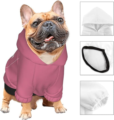 Personalized Chihuahua Dog Hoodie, Custom Pet Warm Sweatshirt Costume with Name Number Photo, Customize ID Clothes for Pupppy Kitten Dogs Cats, DarkPink, L