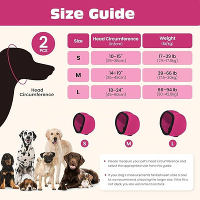2PCS No Flap Ear Wraps for Dogs, Dog Ear Muffs Noise Protection, Adjustable Calming Dog Ear Protection, Soft Breathable for Grooming, Thunder, Fireworks & Travel (Rose, S)