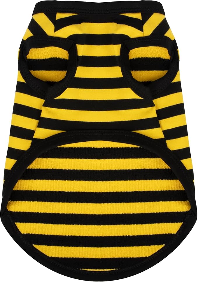 Paiaite Dog Striped Shirt Happy Color Cotton Sleeveless Puppy Shirts Breathable Pet Apparel Tank Top Colorful Puppy Sweatshirt Clothes for Small Medium Dogs Yellow L