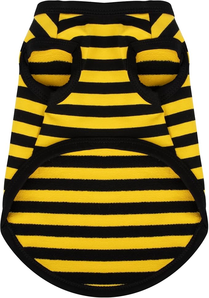 Paiaite Dog Striped Shirt Happy Color Cotton Sleeveless Puppy Shirts Breathable Pet Apparel Tank Top Colorful Puppy Sweatshirt Clothes for Small Medium Dogs Yellow XXL