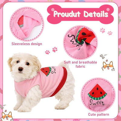 6 Pieces Dog Shirt Puppy Sweatshirt Pet Sleeveless Vest Dog Clothes Doggy Female Apparel for Small to Medium Dogs Puppy Cat(Cute Patterns,XS Size)