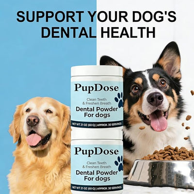 Dental Powder for Dogs, Teeth Cleaning & Fresh Breath, Tartar Control Dog Supplement, Supports Healthy Gums & Oral Care, Easy Mix Daily Dental Care for Dogs, Natural Breath Freshener (3 Pcs)