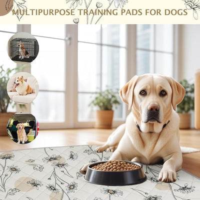 IEUUMLER Washable Pee Pads for Dogs, 1 Pack Non-Slip & Waterproof Pack Whelping Pad, Reusable Washable Puppy Potty Training Pad with Fast Absorbent for Playpen EU007 (Beige Daisy, 48"X48"-1pcs)