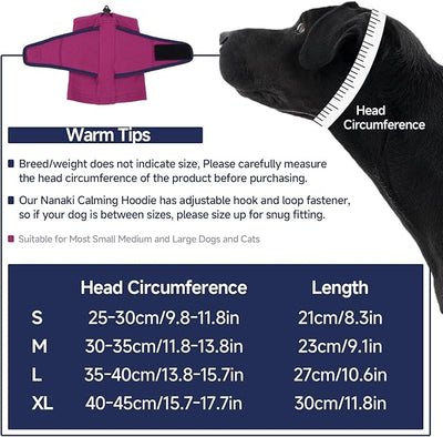 Nanaki Soft Calming Hoodie for Fireworks & Thunderstorm Noise Protection, Dog Ear Covers for Blow Drying Grooming, Dog Ear Wrap Hematoma Anti-Scratching, Snoods for Dogs Eating Drinking, Purple, M