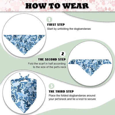 KEIAHUAN Fish Camo Reversible Dog Bandanas 1PCS Birthday Gift Washable Dog Bandana Bib Double Reversible Kerchief Scarf Adjustable Accessories for Small to Large Dog Puppy Cat