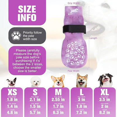 EXPAWLORER Anti Slip Dog Socks to Prevent Licking Paws, Dog Shoes for Hot Pavement, Dog Booties for Small Medium Large Senior Dogs, Traction Control Boots & Paw Protectors for Hardwood Floors