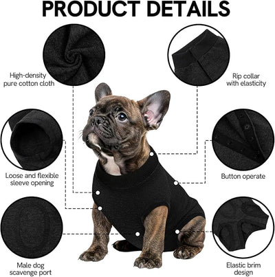 SAWMONG Recovery Suit for Dogs Female Male, Breathable Dog Onesie After Surgery Spay Neuter, Professional Dog Surgical Suit, Substitute Pet E-Collar Cone, Black, X-Large
