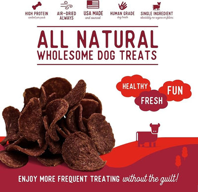 Beg & Barker Beef Chips for Dogs (3.5 Ounce, Pack of 2) - Single Ingredient Dog Treats Made for Large & Small Dogs Protein Human Grade Dog Treats Made from Real Meat Beef, Made in USA