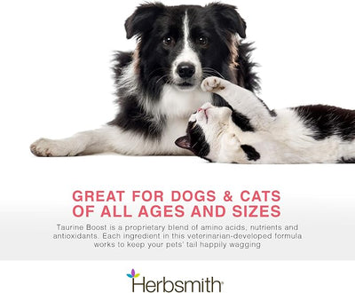Herbsmith Taurine Boost - Cardiac and Heart Support for Dogs and Cats - Taurine Supplement for Dog and Cat Heart Health – with CoQ10, Taurine and L-Carnitine for Dogs - 75g