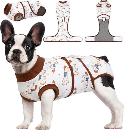 Kuoser Dog Recovery Suit for Post-Surgery Care, Spay Neuter Bodysuit for Female & Male Dogs, Anti-Licking Surgical Onesie, Snug Fit for Abdominal Wound Protection & Skin Healing, BrownPony S