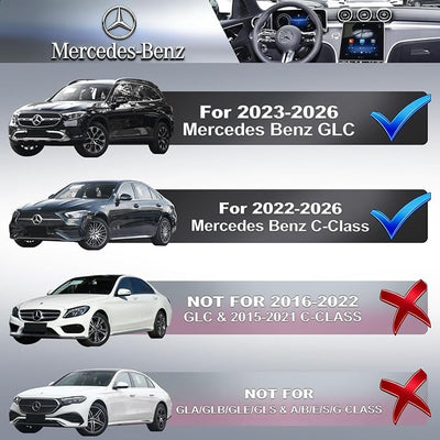 Car Phone Holder for Mercedes-Benz 2023–2026 GLC & 2022–2026 C-Class, 15W Magnetic Wireless Car Charger, 12.3-Inch Screen Precision Fit, OEM-Style, No View Obstruction Phone Mount with MagSafe