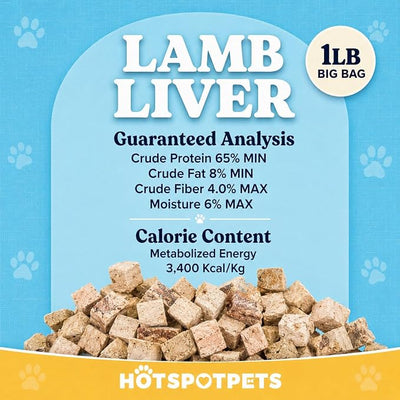hotspot pets Freeze Dried Lamb Liver Treats for Cats & Dogs (1 Pound Bag 300+ pcs) Made in USA - Healthy, Single Ingredient Training Treats & Cat Snacks, Perfect Bite Size Snack | 1 Pound Bag - 300+ Pieces, Healthy, Single Ingredient Training Treats & ...