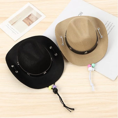 Pet Dog Costume Cowboy Hat Cosplay Cap Puppy Pet Dog Cat Holiday Pet Party Decoration (Khaki)