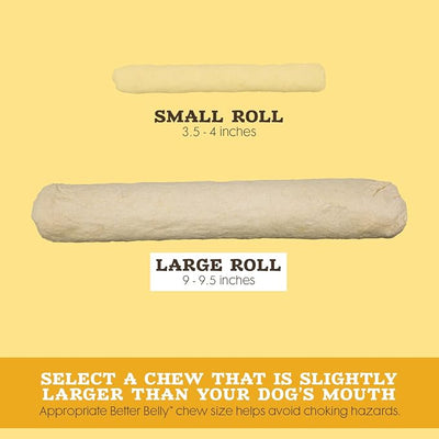Better Belly Highly Digestible Rawhide Large Roll Chews, 3 Count (Pack of 4)