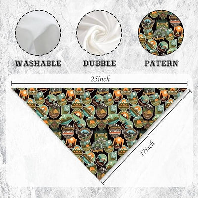Mountain Camping Badge Dog Bandana, Adventure Themed Pet Scarf, Adjustable Triangle Dog Scarf, Outdoor Pets Accessory Bandana for Small and Medium Dogs