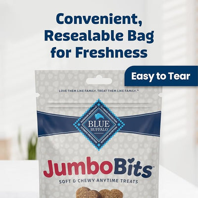 Blue Buffalo Jumbo Bits Beef Soft & Chewy Dog Treats, Made with Real Beef & Enhanced with DHA, Heart-Shaped Dog Treats, Made in the USA with Natural Ingredients, 11 oz.