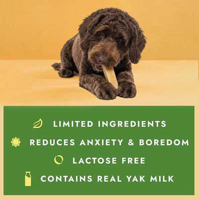 William Hunter Yak Cheese Himalayan Dog Chews - Long Lasting 100% Natural High Protein Dental Dog Chews for Aggressive Chewers (4 Medium Sticks)