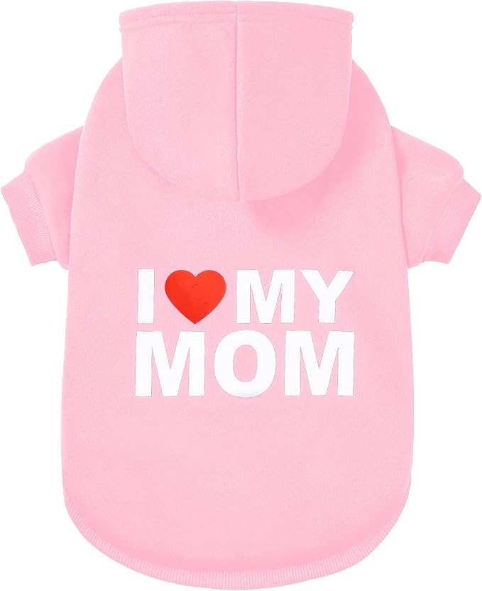 Dog Sweater Dog Hoodie Cold Weather Dog Coat Hooded Sweatshirt for Puppies,Cats, Small Medium Large Dogs (Pink(Mom), X-Small)