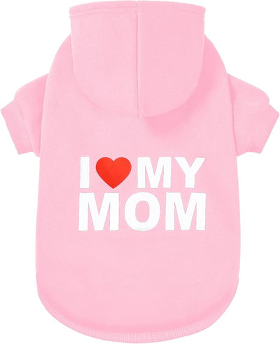 Dog Sweater Dog Hoodie Cold Weather Dog Coat Hooded Sweatshirt for Puppies,Cats, Small Medium Large Dogs (Pink(Mom), X-Small)