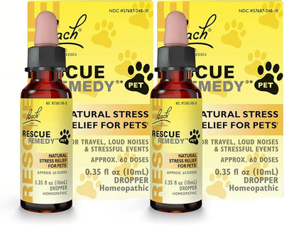 RESCUE Remedy Pet Dropper - 10mL, Pack of 2 - Stress & Tension Support for Dogs & Cats with Bach Natural Flower Essences - Sedative-Free, Homeopathic Liquid Formula - for All Breeds, Ages & Weights