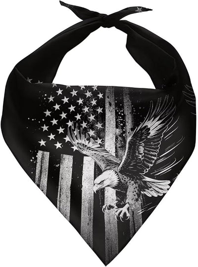 KEIAHUAN American Flag Dog Bandana Reversible Washable Pet Scarf Dog Bib Adjustable Holiday Party Pets Triangle Bibs, American Flag Patriotic Eagle