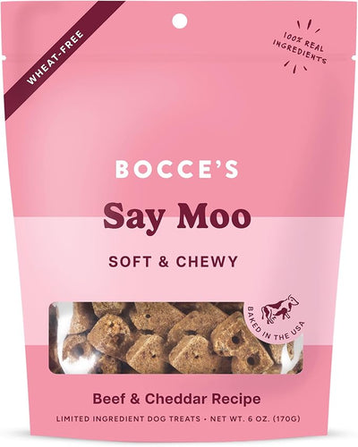 Bocce's Bakery Say Moo Cookie + Bac’n Nutty Training Dog Treat Bundle – Natural, Wheat-Free Soft & Chewy Cookies Made with Real Ingredients and Baked in The USA – 2 Pack Bundle