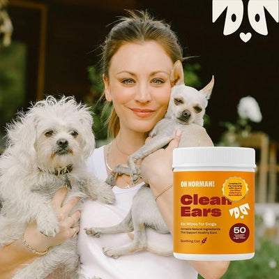 OH Norman! Ear Cleaner Finger Wipes for Dogs - Removes Wax, Dirt & Cleans Ears - Cleaning Wipes with Aloe Vera & Chamomile (Pack of 50)