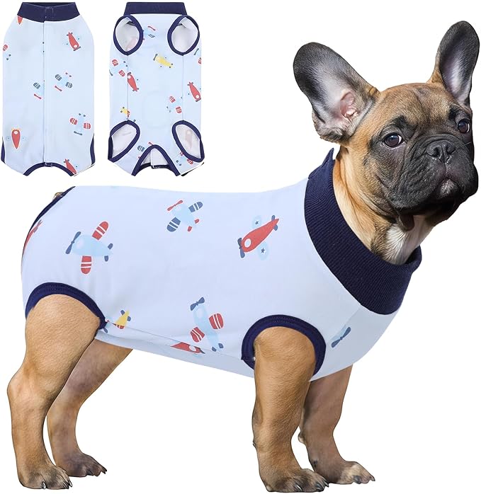 SAWMONG Recovery Suit for Dogs Female Male, Breathable Dog Onesie Body Suit After Surgery Spay Neuter, Professional Pet Surgical Suit, Substitute Pet E-Collar Cone (Blue, XS)