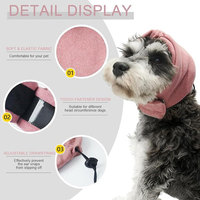 Ear Muffs for Dogs,Warm Winter Head Wrap Calming Hoodie,No Shake Anxiety Relief Pet Covers Ear Noise Protection Vest for Dogs Thunder Fireworks,Vet Visits,Grooming(Reddish Brown,L)