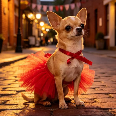 Dog Tutu Tulle Dress for Dogs Small Large Medium Puppy Dress Ballerina Costume Skirt for Holiday Puppy Cats Bunny Pet Outfit 4th of July Party Photo Prop Supplies (Red, Small)