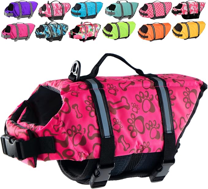 Doglay Dog Life Jacket with Rescue Handle, Dog Life Vest for Swimming Boating, Adjustable Reflective Puppy Swim Vest with Superior Buoyancy for Small Medium Large Dogs