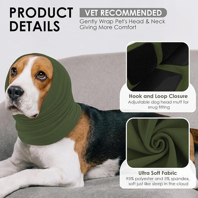 KOESON Adjustable Ear Wrap for Large Dogs, Soft No Shake Dog Ear Wraps Hematoma, Breathable Dog Ear Cover for Noise Protecion, Neck Wounds, Pet Calming Hoodie for Thunder, Firework, Separation