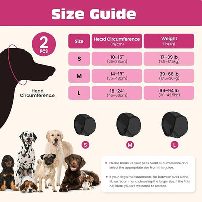 2PCS No Flap Ear Wraps for Dogs, Dog Ear Muffs Noise Protection, Adjustable Calming Dog Ear Protection, Soft Breathable for Grooming, Thunder, Fireworks & Travel (grey, L)