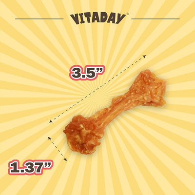VITADAY All Natural Turkey Tendon Dog Treats Bone (S), 4-Pack | Long-lasting dog training treats. Rawhide-free made of USA-sourced premium turkey tendons. For small dogs, Bone (S), 4pk
