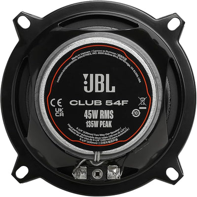 JBL Club 54F - 5-1/4" (130mm) Two-Way Car Speaker, 45W RMS, 135W Peak, Sensitivity (@ 2.83V): 91dB, Frequency Response: 75Hz – 20kHz, Nominal Impedance: 3.0 ohms