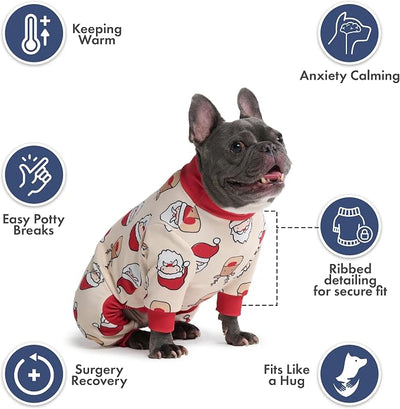 Spark Paws Dog Christmas Pajama, Dog Recovery Suit Male, Onesie, Ultra-Soft and 4-Way Stretch, for Small Medium and Large Breeds - Santa and Rudolph - M