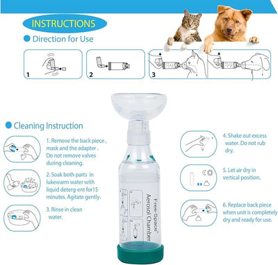 free-space Dog Inhaler Spacer,Specifically Designed for Dogs,with Round Shape Silicone Mask,Dog Aerosol Chamber Include 2 Mask for Best Fit(for Dog)