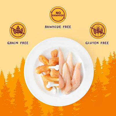 Jungle Calling Chewy Chicken Dog Treats – Rawhide Free Real Chicken Calcium Bones for Teeth Cleaning & Fresh Breath, Natural Training Treats for Small Medium Large Dogs (10.6 oz)