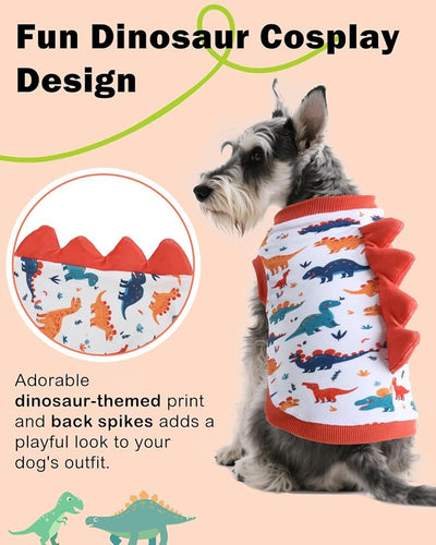 CuteBone Dinosaur Costume Dog Shirt, Stretchy Velvet T-Shirt Clothes for Small Dogs, Soft & Breathable Pet Tee Outfit Cat Apparel for Daily Wear, Cozy Pullover Design Puppy Fashion COSBX02XS