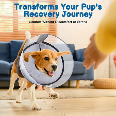 BARKLESS Dog Donut Collar, 2-in-1 Inflatable Dog Collars for After Surgery to Stop Licking Wounds, Patented Protective Donut Cone with Higher Shield for Large Pets (Grey, XXL)
