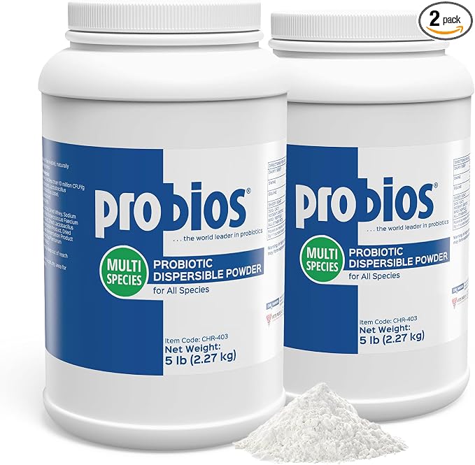 Probios Digestive Support Probiotic for Dogs, Horses, Cats, Gut Health Powder for All Species, Daily Supplement for Digestion Immune Support, 5lbs (Pack of 2)